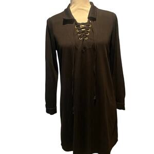 Calstyle Size Small Whimsygoth Gothcore Layering Black lace up dress Long sleeve